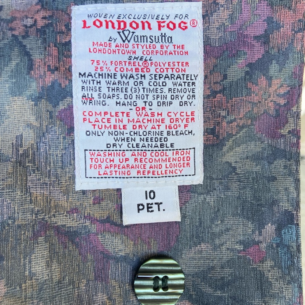 London Fog Vintage (90s) Floral Trench Coat Muted Rose Gray Size 10P USA made! - Picture 2 of 8